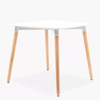 Modern Nordic Dining Table with a white top and natural wood-look legs, ideal for dining or workspace.
