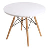 Kids White Activity Table with a round top and wooden legs, ideal for play and learning activities.
