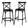 Two Modern Vintage Plastic Bar Chairs with X-back design in black color, ideal for counters and casual seating areas.