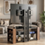 Modern Glass TV Stand displaying a flat-screen TV in a stylish living room setting.