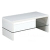 Arch High Gloss Coffee Table White with smooth high-gloss finish and glass base, modern living room centerpiece.