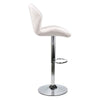 White Shell Bar Stool with Gas Lift and Chrome Base, sleek design with geometric quilted backrest.