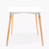 Modern Nordic Dining Table with a smooth white top and natural wood legs, perfect for dining or home office.