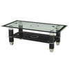 Coffee Table with Glass Top - Black featuring a sleek tempered glass surface and stylish black metal legs.