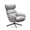 Lamach Lounge Chair in light gray upholstery with modern design and swivel function for comfortable seating.