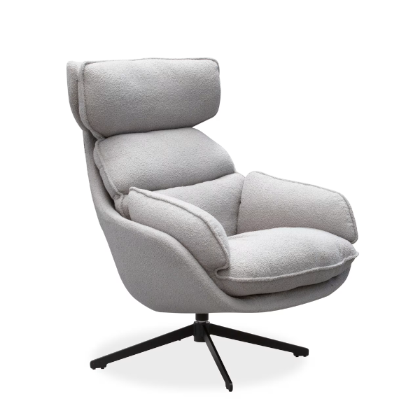 Lamach Lounge Chair in light gray upholstery with modern design and swivel function for comfortable seating.