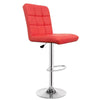 Adjustable Swivel Bar Stool with Backrest in red padded PU leather design and chrome base.