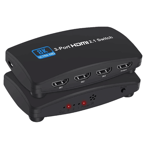 3-Port HDMI 2.1 Switch & Cable showcasing multiple HDMI ports for seamless connectivity.