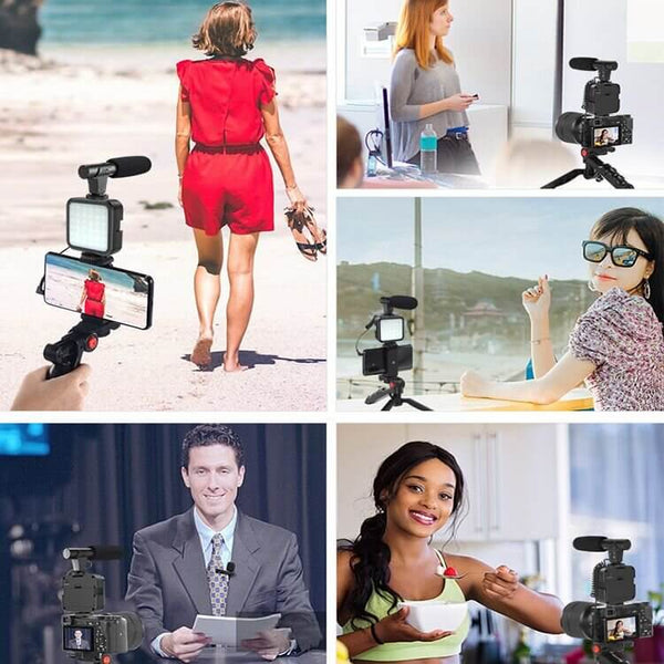 Perfect Dealz Vlogging Kit Shotgun Microphone With Led Light And Tripod