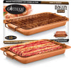 Copper Bacon Bonanza bacon cooker with a non-stick tray, designed to cook multiple bacon strips evenly.