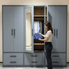 6-Door Wardrobe with Mirrored Doors and 6 Storage Drawers