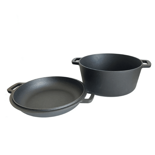 Perfect Dealz 2 in 1 Cast Iron Dutch Oven with Skillet Lid