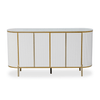 Modern Luxury Sideboard Table with marble-effect top and gold accents, featuring fluted doors for stylish storage.