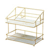 2-Tier Space-Saving Bathroom Rack for organised storage of toiletries and cosmetics, featuring a stylish gold finish.