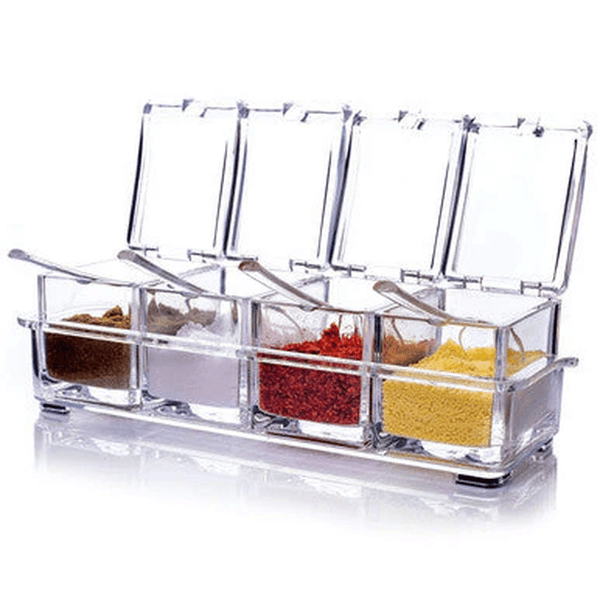 Perfect Dealz 4 Detachable Clear Spice Storage Boxes