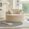 Round Corduroy Lounge Chair for Cozy Spaces in a modern living room setting with decorative pillows.