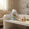 Colorful Baby Stacking Cup Puzzle Set displayed on a shelf in a nursery, encouraging hands-on play and stacking activities.