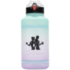 2L Large Capacity Fitness Water Bottle with Straw Lid in gradient colors featuring fitness graphics.