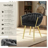 Braided Velvet Plush Fabric Dining Chair in stylish setting with gold metal legs and tufted design.