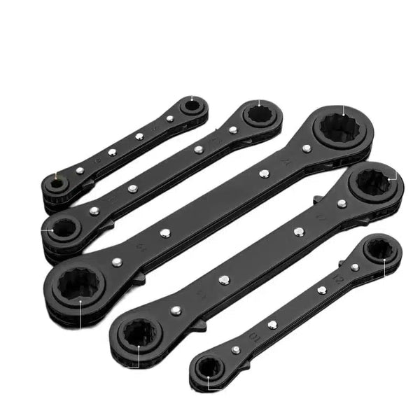 Perfect Dealz 5 Piece 2 Way Double Head Flat Ratchet Ring Wrench Set