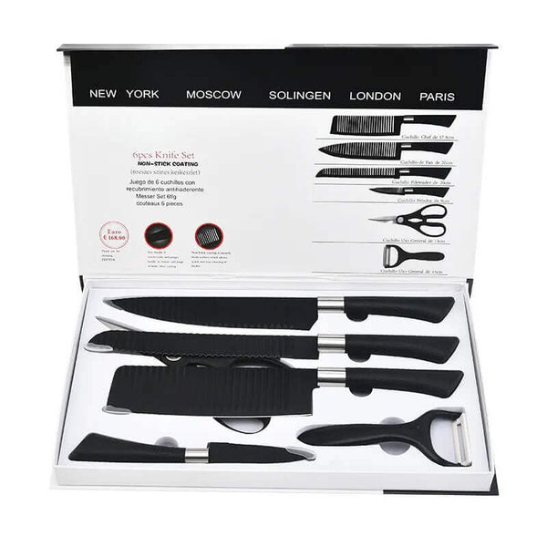 Perfect Dealz High Quality 6 Piece Kitchen Stainless Steel Knife Set with Non-Stick Surface
