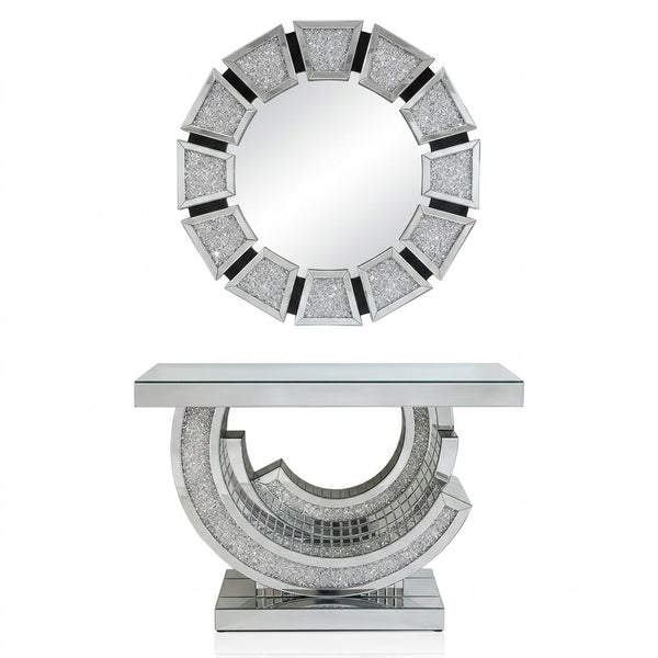 Mirror Console Storage Table Set featuring a decorative mirror and stylish console table with storage.