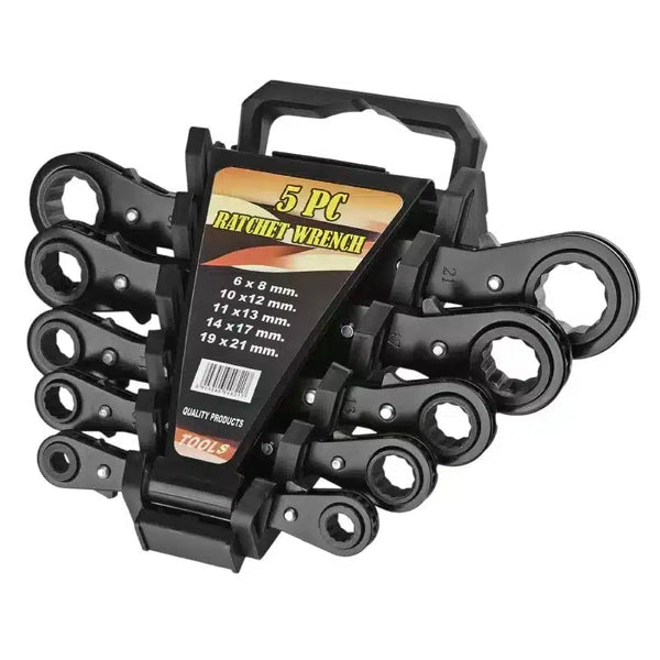 Perfect Dealz 5 Piece 2 Way Double Head Flat Ratchet Ring Wrench Set