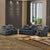 Air Leather Modern Sofa in a stylish living room setting with large windows and contemporary decor.