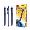 12 pcs Elegant Black Semi-Gel 0.7mm Pen Blue in packaging with three pens displayed, showcasing their design and quality.