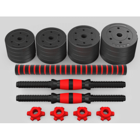 30kg Indoor Gym Weightlifting Adjustable Barbell & Dumbbells weight plates and components for home strength training.