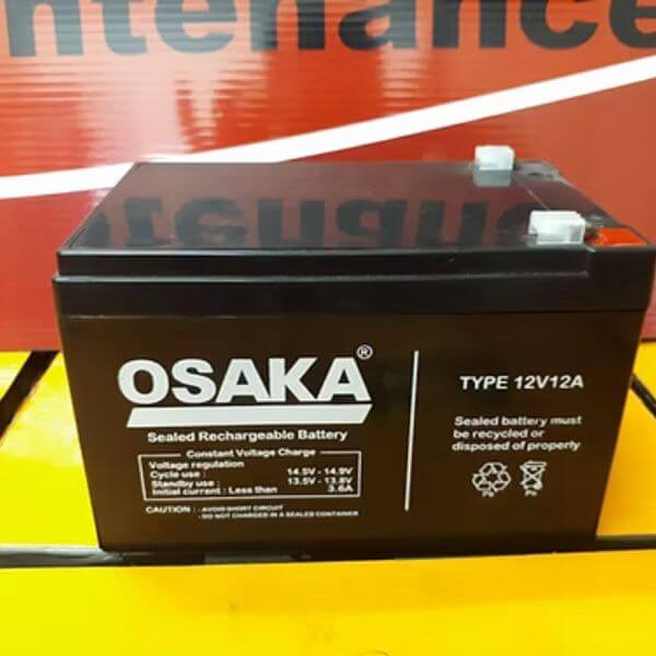 Rechargeable 12V 7.2Ah Battery shown in black casing with specifications for power backup solutions.