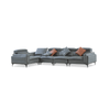 Modern L-Shaped Sofa Air Leather with cushions, showcasing a stylish and comfortable design for any living space.