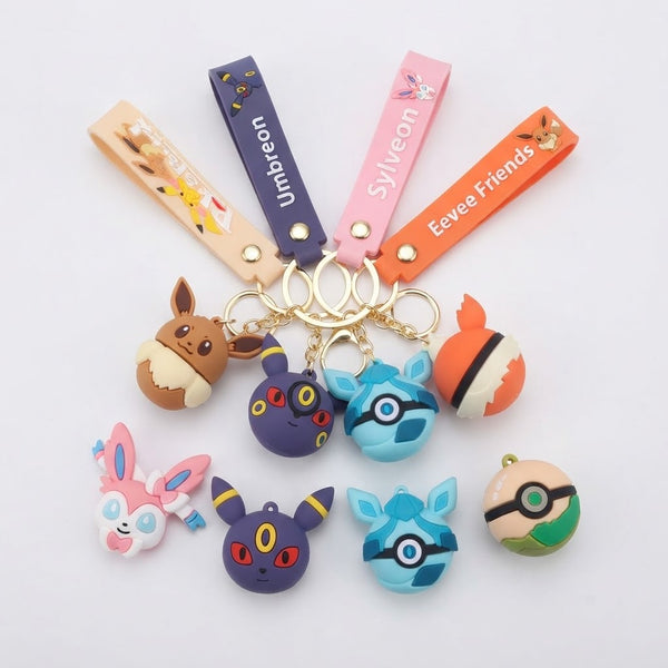 Silicone Animal Character Keychain featuring colorful animal designs and straps for easy attachment to bags and keys.