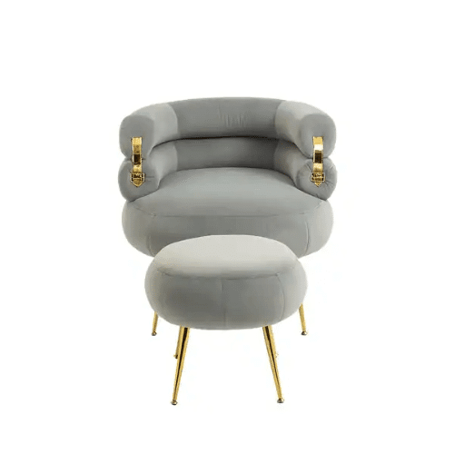 Perfect Dealz Velvet Accent Armchair with Footstool