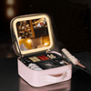 Portable Make Up Organizer Storage Box with LED Light and Mirror image 1