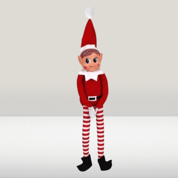 Festive Christmas Elf Decoration — Naughty Elvie 30cm with cheerful expression and holiday outfit.