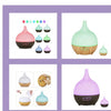Ultrasonic Aroma Air Humidifier & Essential Oil Diffuser in various colors and designs.