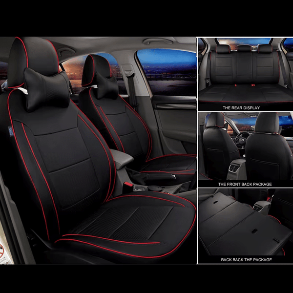 Universal Fit Luxury Black and Red Leather Car Seat Covers image 3