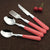 24 Piece Stainless Steel Blue Handle Cutlery with stylish design and comfortable grip for family meals.