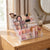 5-Tier Crystal-Style Beauty Organizer displaying cosmetics and skincare on a wooden vanity.