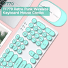 2.4 G Wireless Keyboard & Mouse Set shown with TF770 Retro Punk Wireless Keyboard Mouse Combo on a pink background.