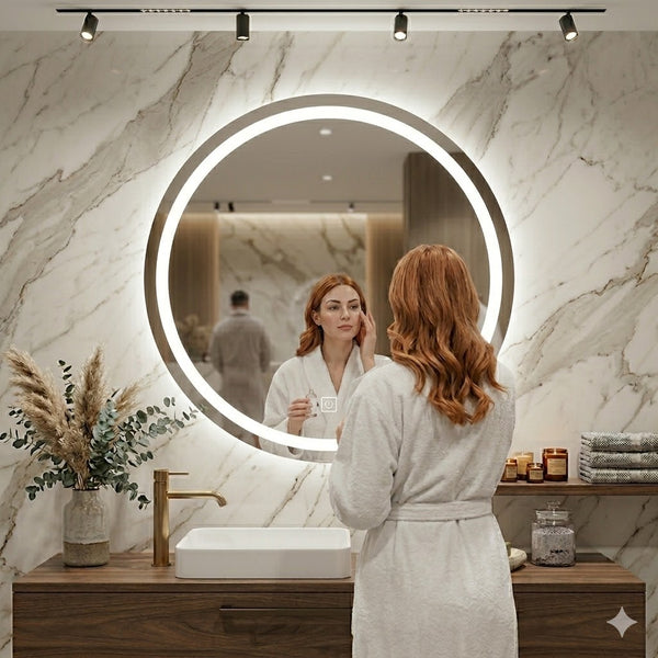 Round Anti-Fog Dimmable LED Bathroom Mirror