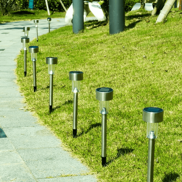 10 Pcs Stainless Steel Solar Pathway Lights for Garden & Yard image 1
