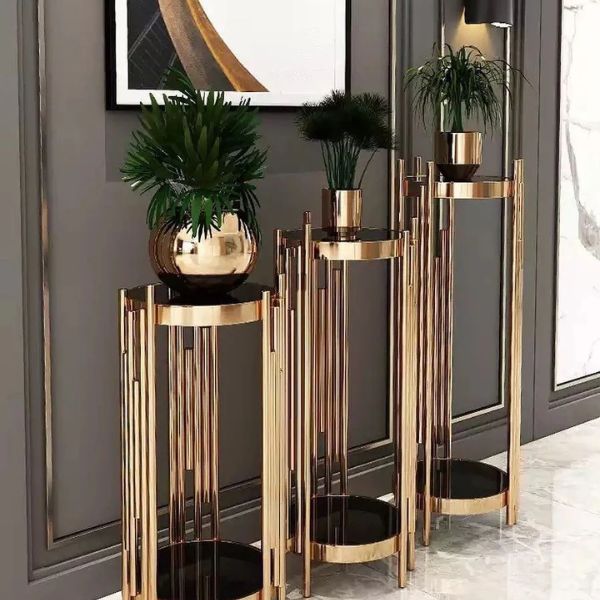 3 Piece Gold Display Stands