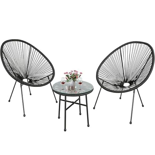 3 Piece Outdoor Acapulco Chairs Set