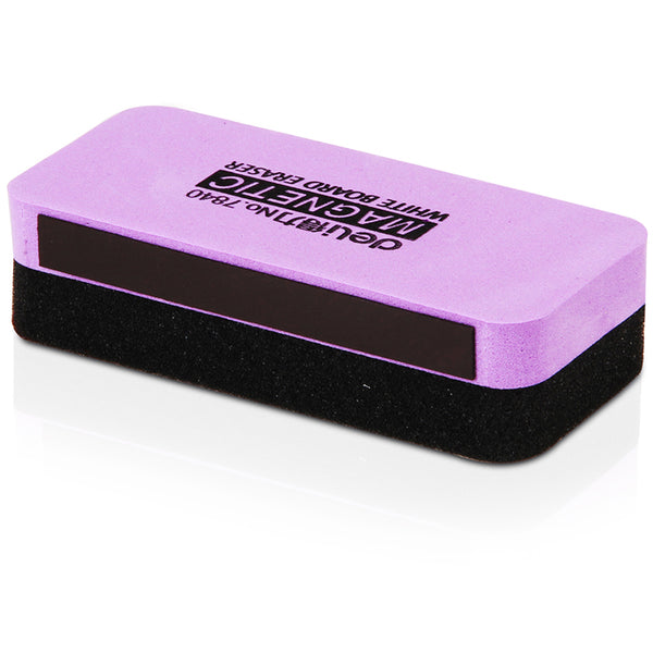 Magnetic Whiteboard Eraser in purple, designed for cleanly removing dry-erase marks without residue.