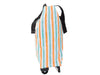 Foldable Shopping Trolley Bag with Wheels in colorful striped design, showing side view with strap and wheels.