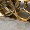 Close-up of the Modern Gold Double Ring Console Table showcasing its elegant double-ring design and luxurious finish.