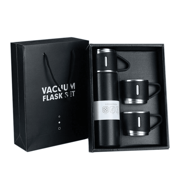 Perfect Dealz 500ml Stainless Steel Vacuum Flask Gift Set with 3 Mugs