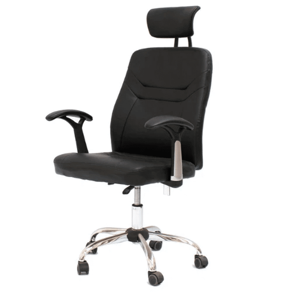 Comfort Executive Desk Chair with ergonomic design, adjustable headrest, and stylish black finish for offices.